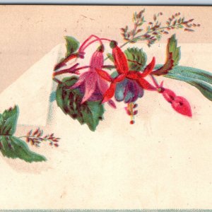 c1880s Beautiful Flowers Stock Trade Card Nice Lithography Scrapbooking Cute C35