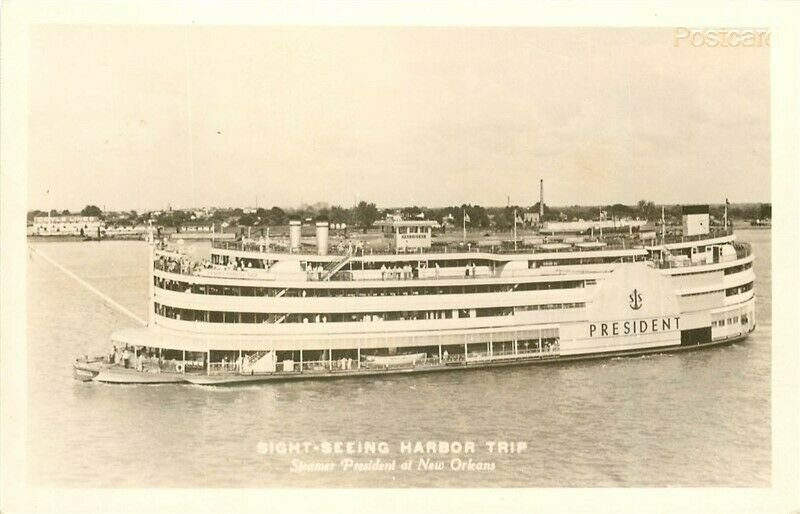 Steamship President, LA, New Orleans, Louisiana, Sight Seeing Trip, RPPC