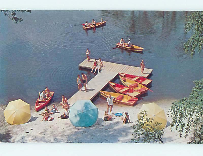 Pre-1980 COLORFUL ROWBOATS AT FERNWOOD LAKE LODGE Bushkill Pennsylvania PA J7814