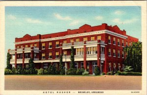 Brinkley AR Arkansas HOTEL RUSHER Monroe County ca1940's Curteich Linen Postcard