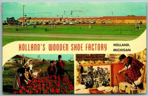 Banner Greetings Holland Wooden Shoe Factory Holland MI Chrome Postcard A11