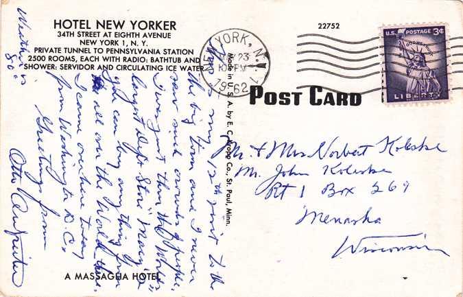 Hotel New Yorker NYC, New York City - Manhattan's Largest Hotel - pm 1962