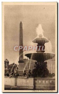 Old Postcard Paris Strolling L & # 39Obelisque And Fountains Place De La Conc...