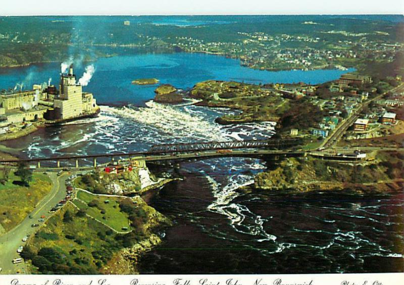 New Brunswick Canada Reversing Water Falls Bridge St John  Postcard # 6125