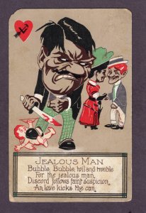 Antique Humor postcard - Jealous Man 1910