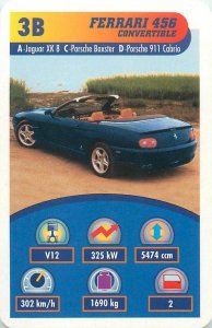 Piatnik 6x9cm auto revue trade card 3B FERRARI 456 CONVERTIBLE