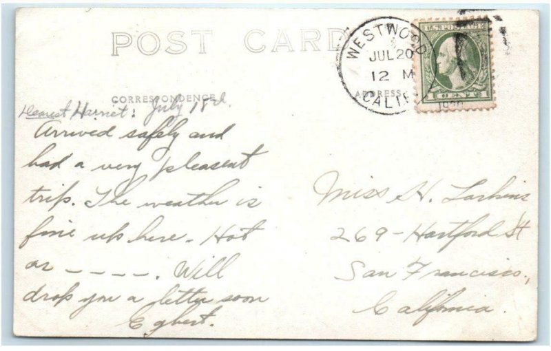 RPPC WESTWOOD, CA California ~ Large SAWMILL Scene 1920 Lassen County Postcard 
