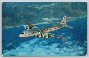 Transportation~Plane~American Airlines DC-7 Commercial Airliner~Vintage Postcard
