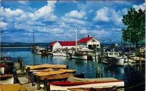 Burlington Yacht Basin Lake Champlain Vermont VT Boats Vintage Postcard H23