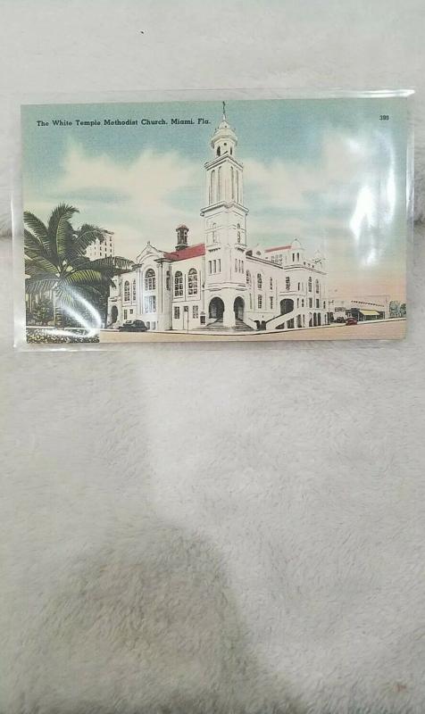 Antique Postcard, The White Temple Methodist Church, Miami, Fla.