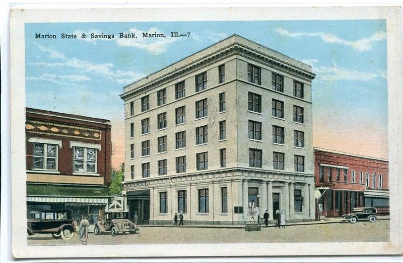 Marion State & Savings Bank Illinois 1920s postcard