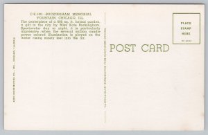 Postcard Chicago Illinois IL Buckingham Fountain 1950s Chrome View