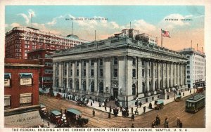 Vintage Postcard 1920's Federal Building at Corner of Union St. Seattle Wash. WA