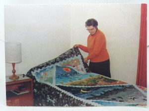 Northamptonshire Crafts Lady Showing Patchwork Duvet Vintage Postcard 1970s