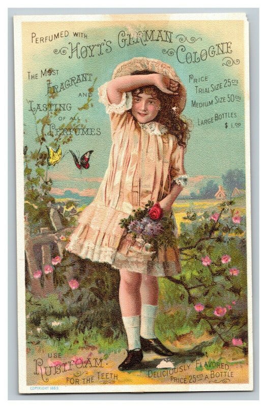 Vintage 1890's Victorian Trade Card Hoyt's German Cologne Lowell Massachusetts