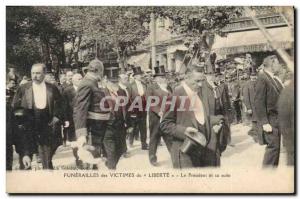 Old Postcard Death Funerals of victims of Liberte The president and his entou...