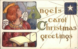Christmas Angels Carols National Art Co. c1910 Vintage Postcard