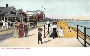 Winthrop Beach Boulevard People Boston Massachusetts 1907c postcard