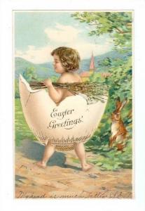 LP30  Easter Greetings ,  vintage postcard,  fantasy egg, 