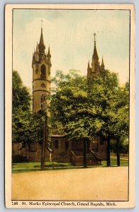 Grand Rapids Michigan~St Marks Episcopal Church~Twin Towers~1912 Postcard