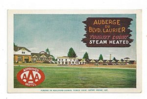 Postcard Auberge Du Blvd Laurier Tourist Court Quebec Canada