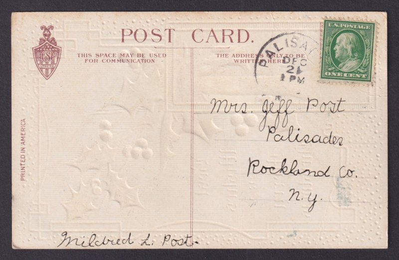 UNITED STATES, Postcard, Merry Christmas