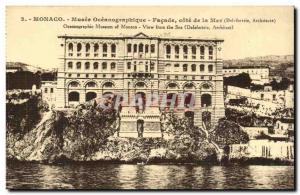 Monaco Oceanographic Museum Old Postcard New Facade side of the sea aquarium