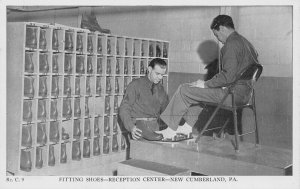 Fitting Shoes, U.S. Army Reception Center, New Cumberland, PA, W.W.II Postcard