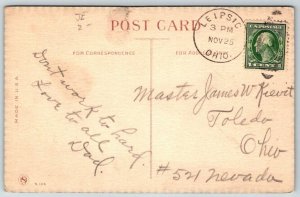 1913  Leipsic  Ohio  Dutch Boy  Flag    Postcard