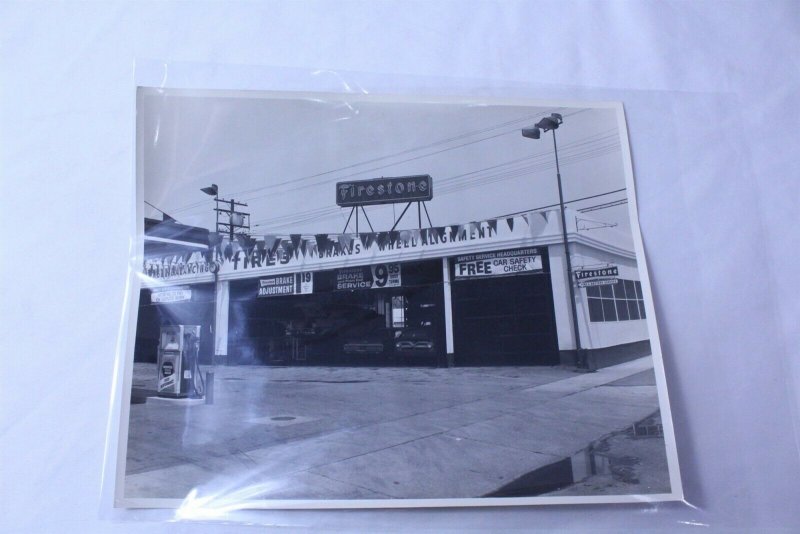 Vintage 1950's Black & White Original Photo Firestone Station on Fotorite - A