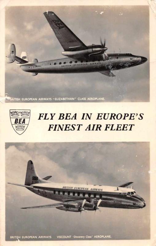 British European Airways Viscount and Elizabethan Real Photo Postcard J68826