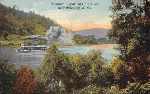 Steamer Royal Ohio River near Wheeling West Virginia 1912 postcard