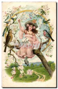Fantasy - Child - Bonne Fete - tree - bird - Andre Chambon - Old Postcard
