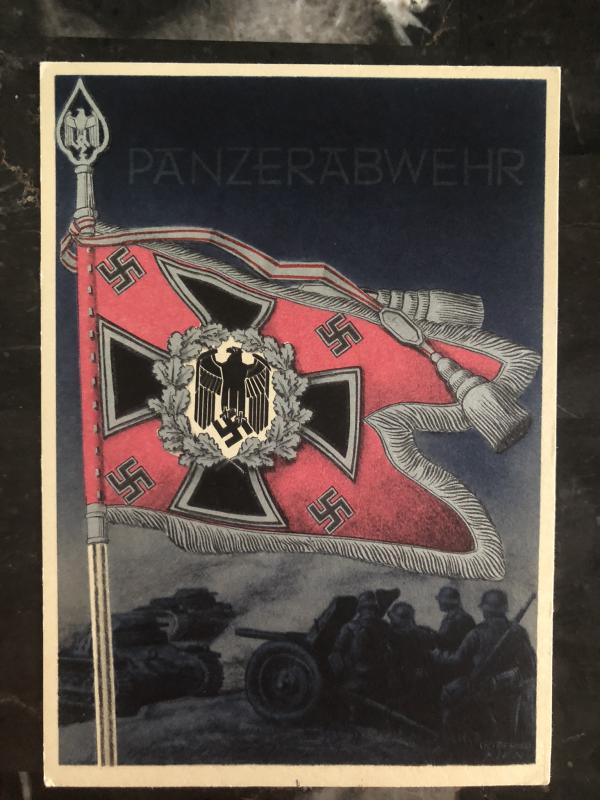 Mint Germany Patriotic Postcard the victorious & standard Wehrmacht Panzerabwehr