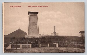 Waterloo Belgium Postcard The Three Monuments Lion's Mound Battle Memorial