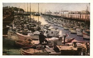 Vintage Postcard 1920's View of Fisherman's Wharf San Francisco California CA