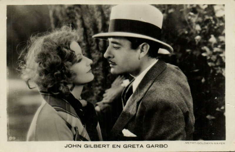 PC CPA GRETA GARBO AND JOHN GILBERT, Vintage REAL PHOTO Postcard (b21151)