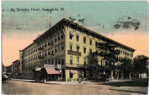 1917 SPRINGFIELD Illinois Ill Postcard ST NICHOLAS HOTEL