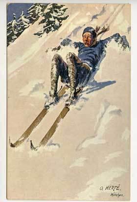 Slope Fright Ski signed by Merte Postcard