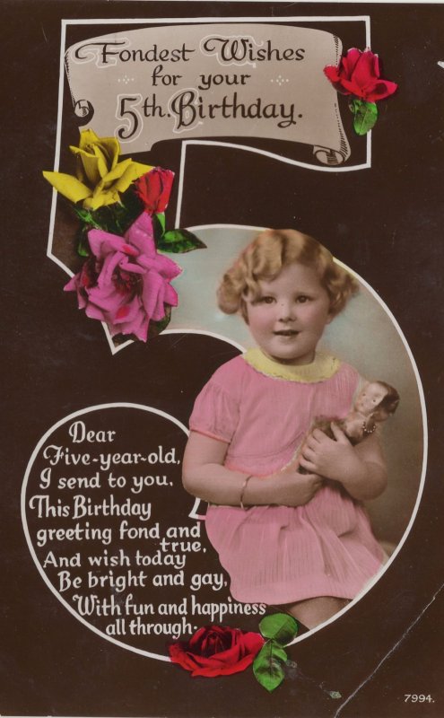 Child With Action Man Type Doll Damaged Head RPC Postcard