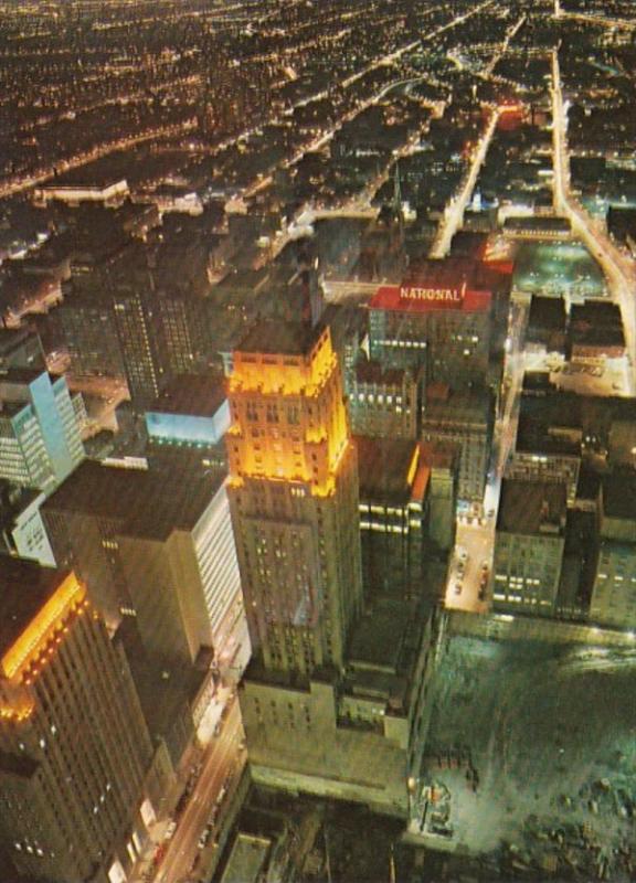 Canada Toronto Downtown Aerial View At Night