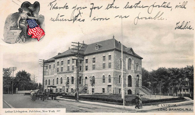 The Lyceum, Long Branch, N.J., Early Postcard, Used in 1906, Arthur Livingston