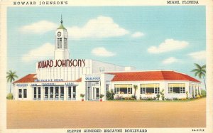 Postcard 1940s Florida Miami Howard Johnson's ice cream restaurant 23-13706