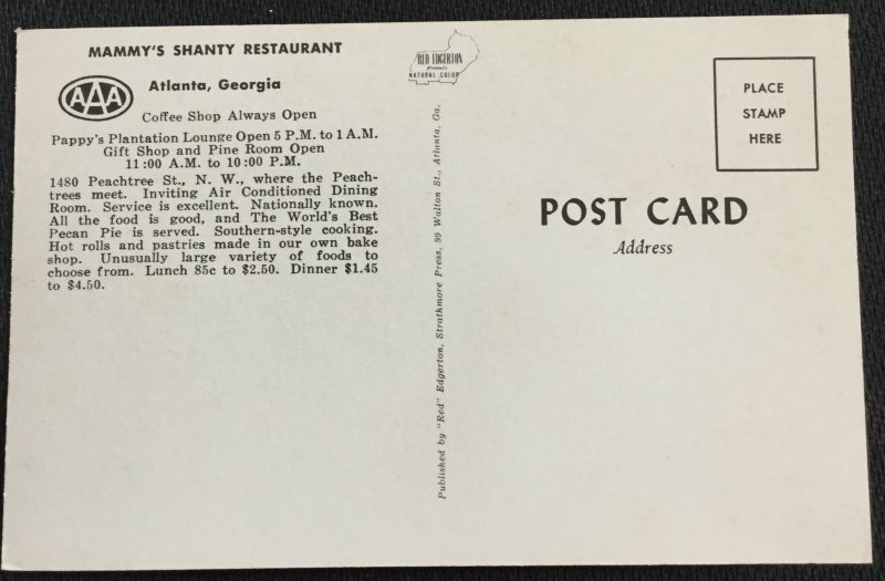 Unused Postcard Mammy's Restaurant Civil War LB