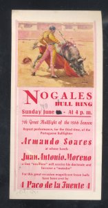 NOGALES SONORA MEXICO BULL FIGHT FIGHTING ADVERTISING POSTCARD