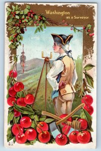 Washington Postcard As A Surveyor Berries Embossed Winsch Back c1910's Antique