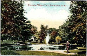 Postcard FOUNTAIN SCENE Fredericton New Brunswick NB AK6632