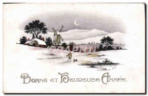 Old Postcard Fantasy Bonen year Windmill