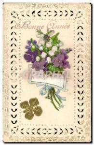 Old Postcard Fancy Embroidery Flowers