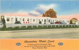 Cincinnati Ohio Alexandria Motel Ct roadside occupation 1940s Postcard 24-8094